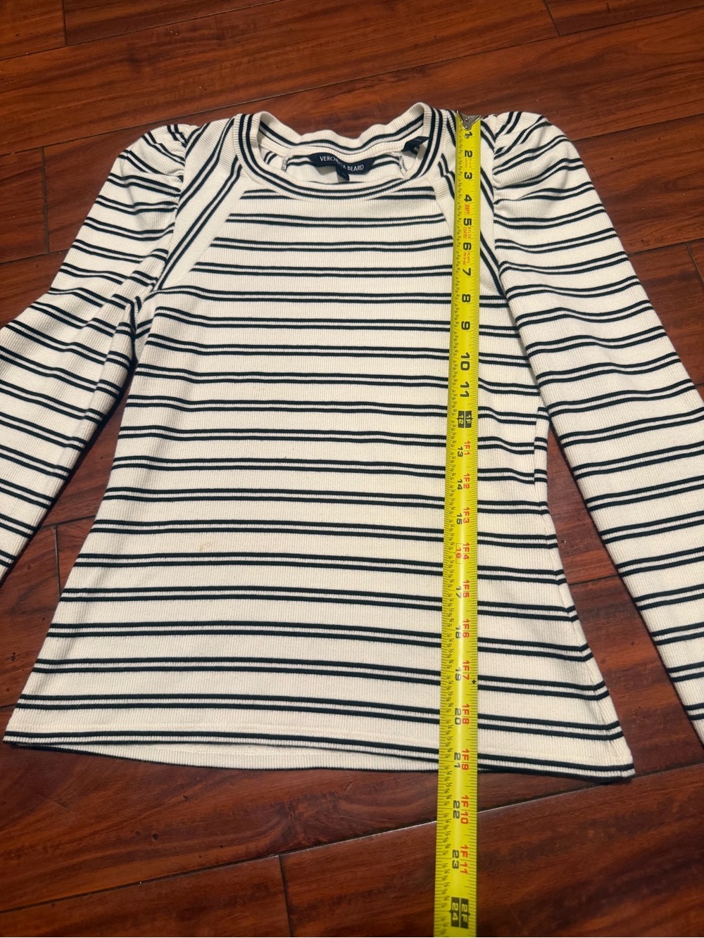 Veronica Beard Striped Puff-Sleeve Crewneck - Picture 6 of 6